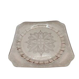 Vintage Pink Depression Glass Square Serving Plate